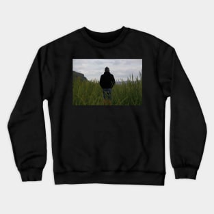 Lonely man in the grass Crewneck Sweatshirt